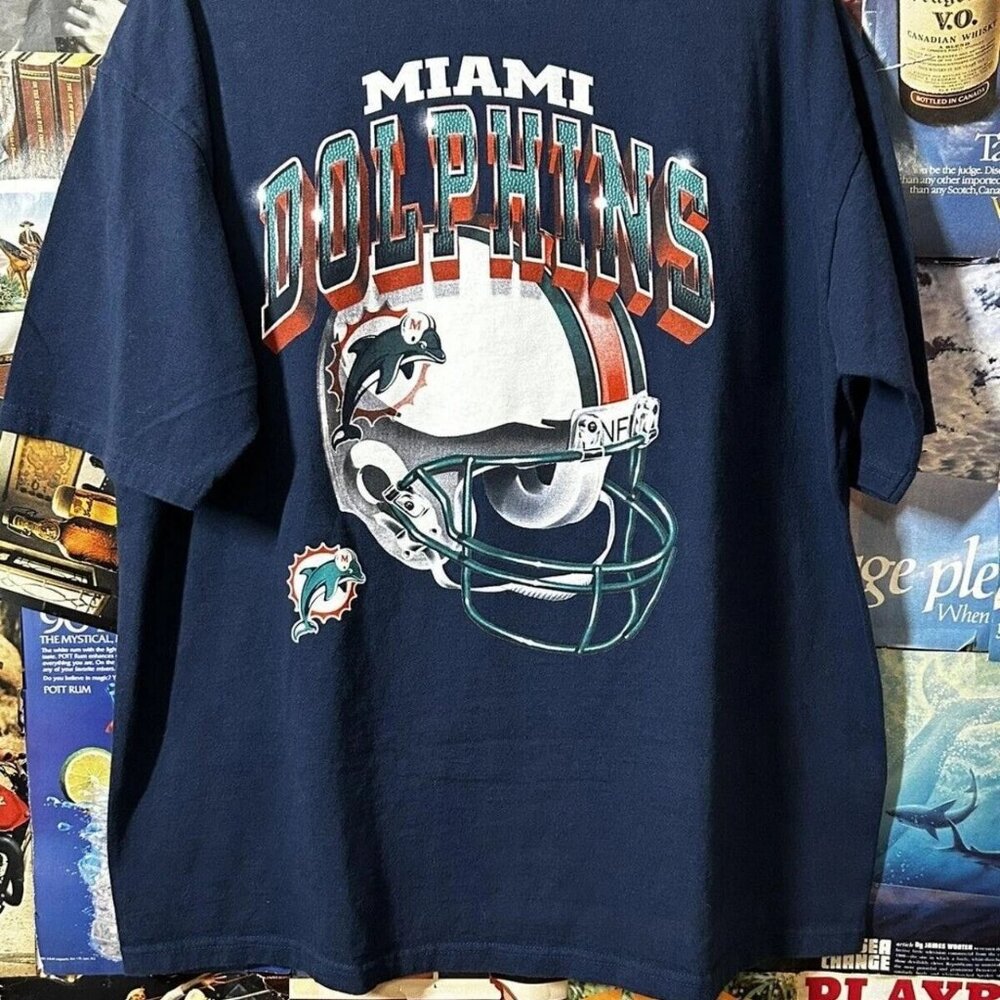 Miami Dolphins Vintage 1990s NFL Game-day NAVY Shirt